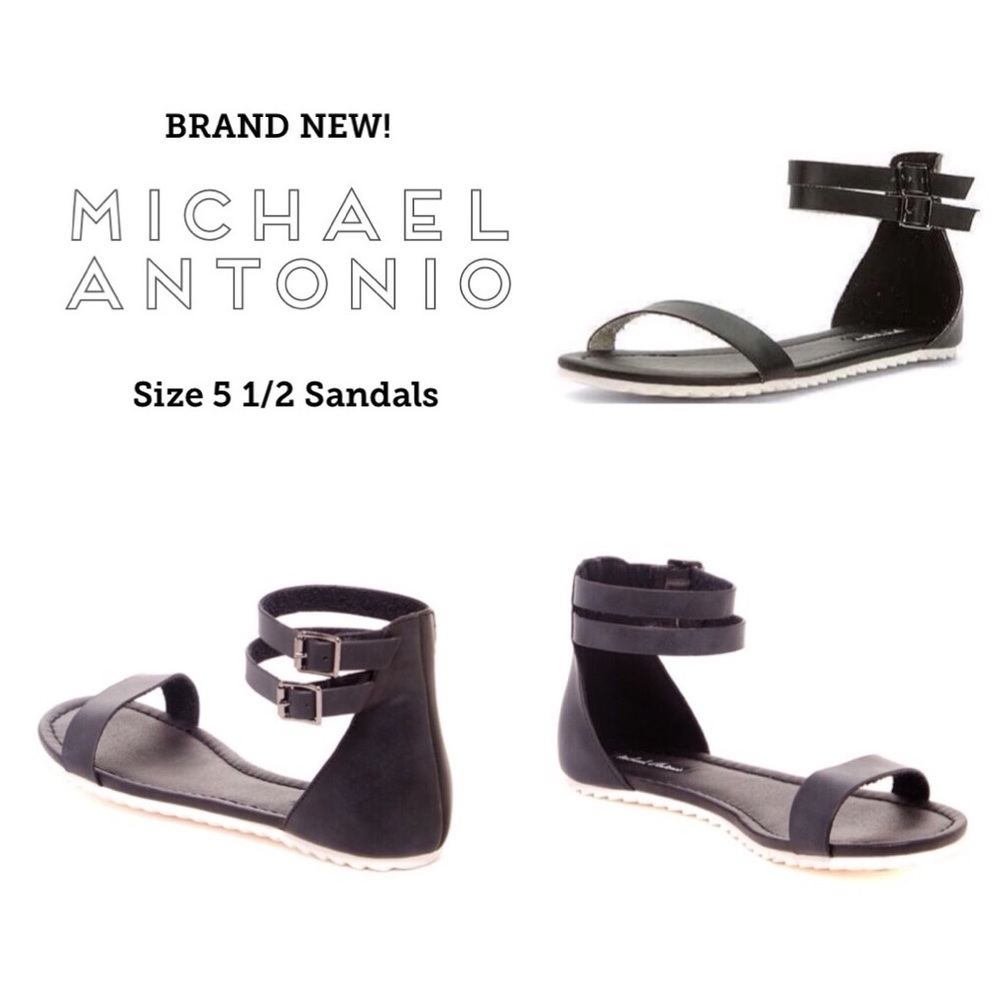 Black Dbl Strap Sandals By: Michael Antonio NWT